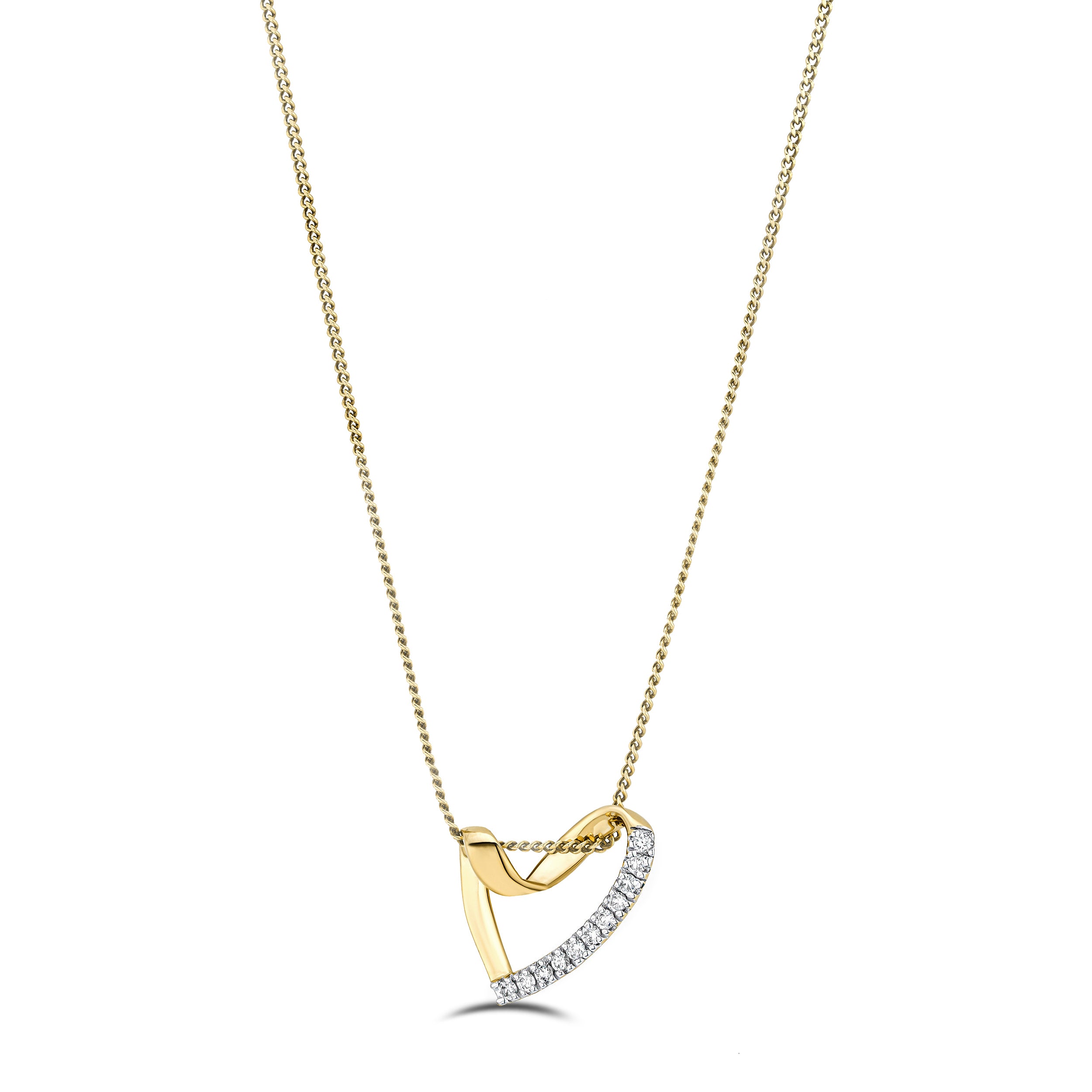 Lab Diamond Heart Necklace Pendant 0.10ct H/SI Set in 18K Gold Vermeil